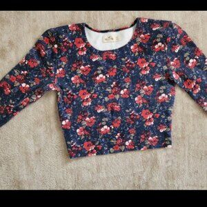 Hollister Long Sleeve Navy Blue Floral Top Size XS